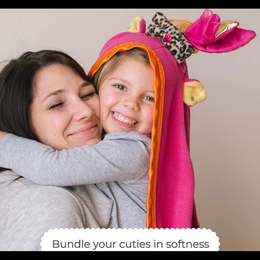 Pink and Orange Kids Hooded Blanket